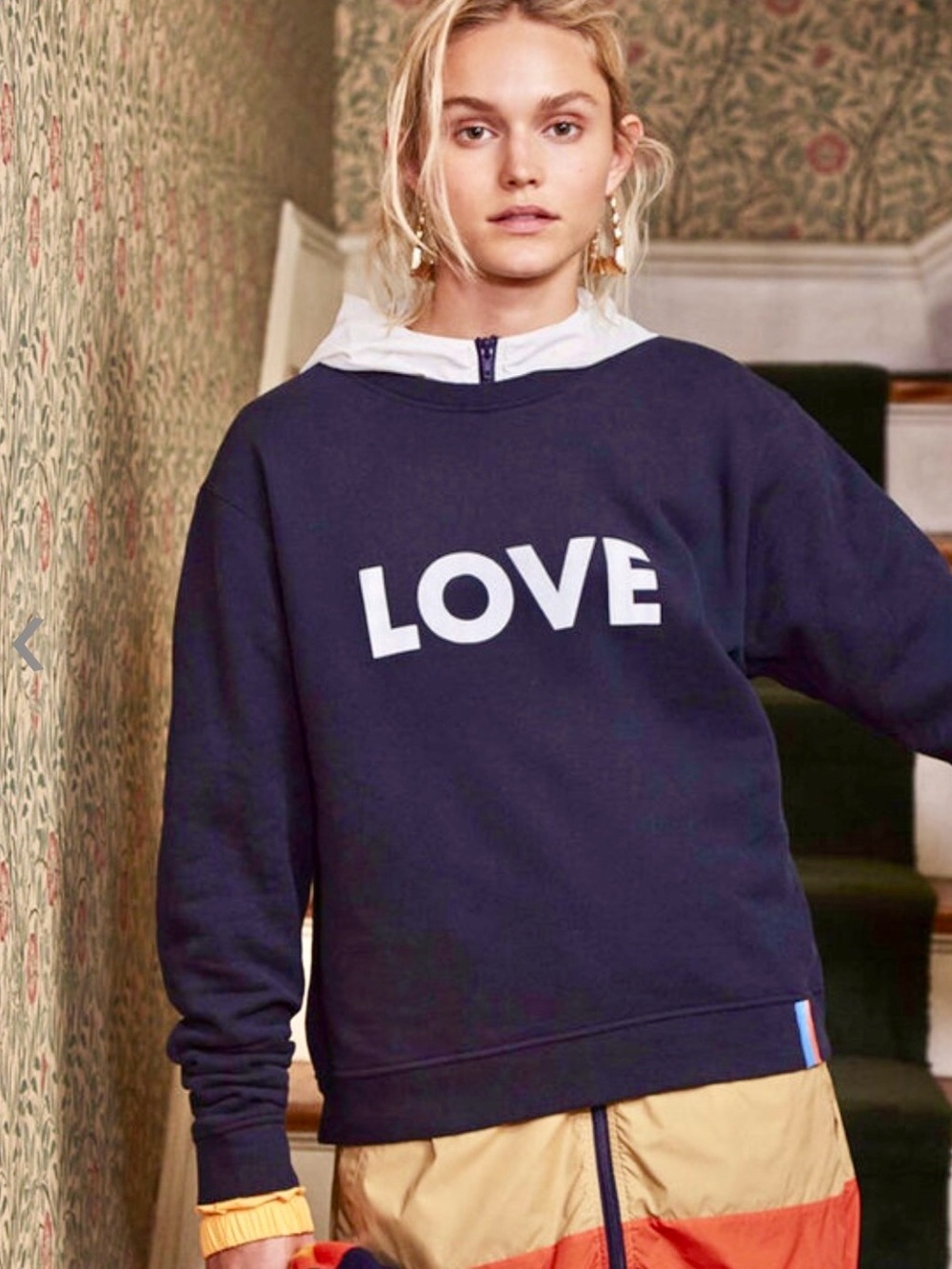 KULE “LOVE” Crewneck Sweatshirt Navy, Size XL
